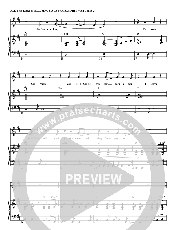 All The Earth Will Sing Your Praises Piano/Vocal & Lead (G3 Kids)