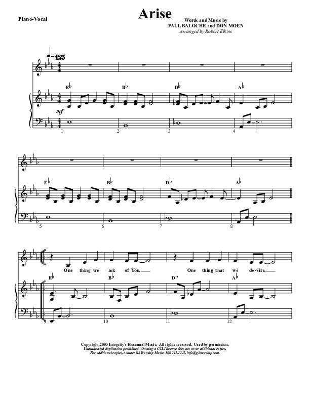 Arise Lead & Piano (G3 Kids)