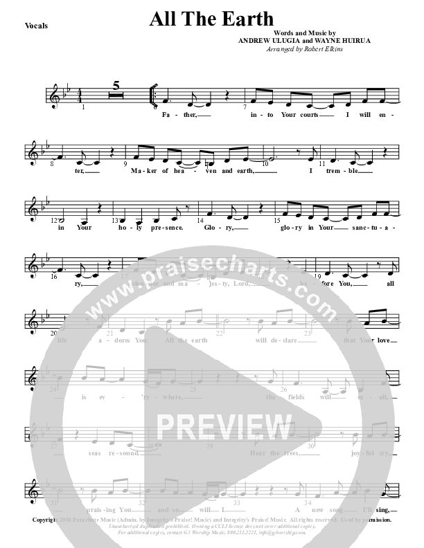 All The Earth Lead Sheet (G3 Kids)