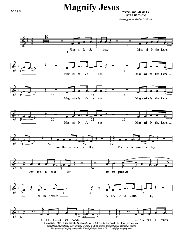 Magnify Jesus Lead Sheet (G3 Kids)