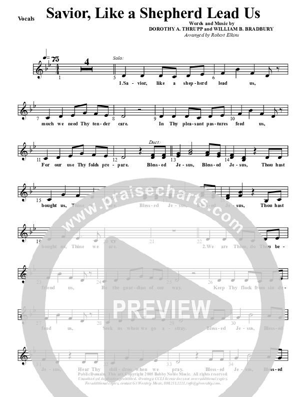 Savior Like A Shepherd Lead Us Lead Sheet (G3 Kids)