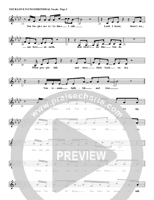 Your Love Is Unconditional Lead Sheet (G3 Kids)