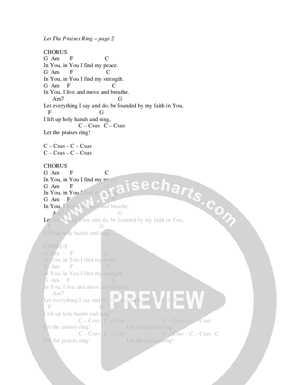 Let The Praises Ring Chords & Lyrics (G3 Kids)