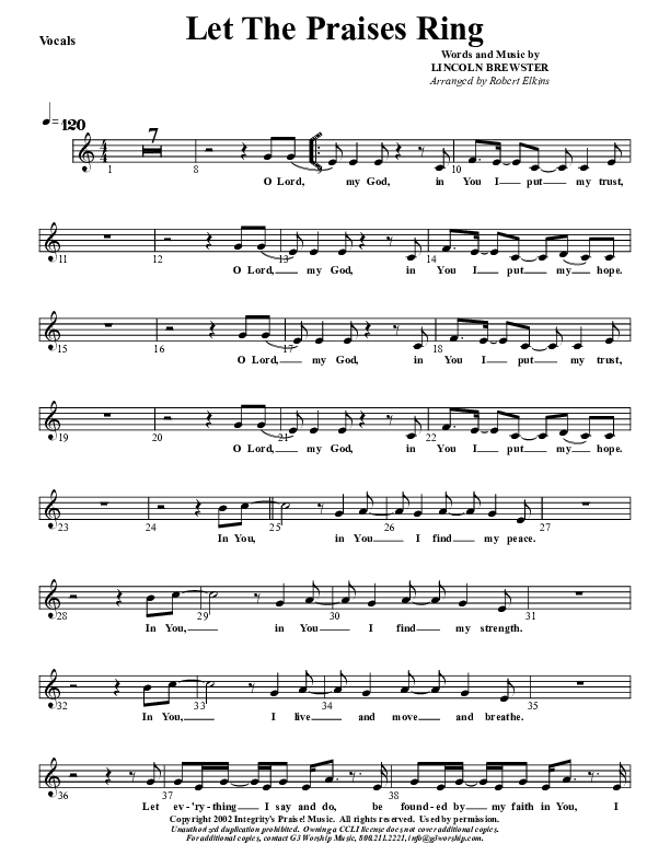 Let The Praises Ring Lead Sheet (G3 Kids)