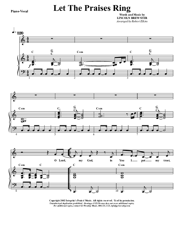 Let The Praises Ring Piano/Vocal (G3 Kids)