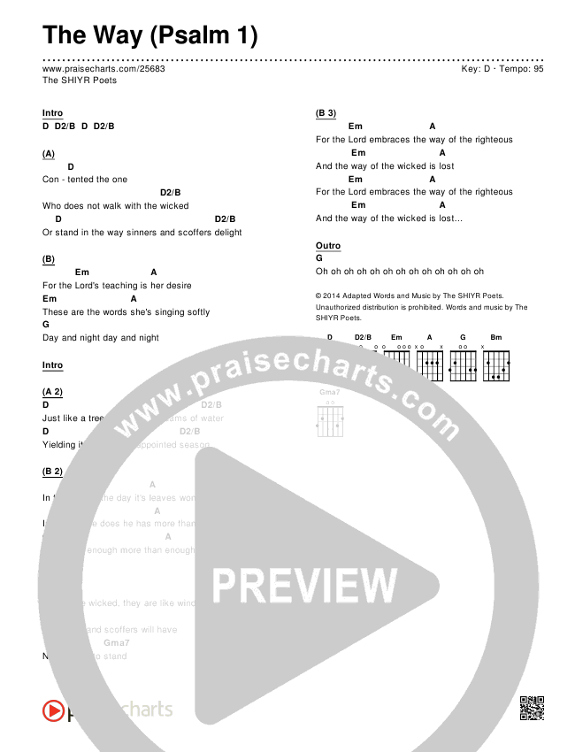 The Way (Psalm 1) Chords & Lyrics (The SHIYR Poets)