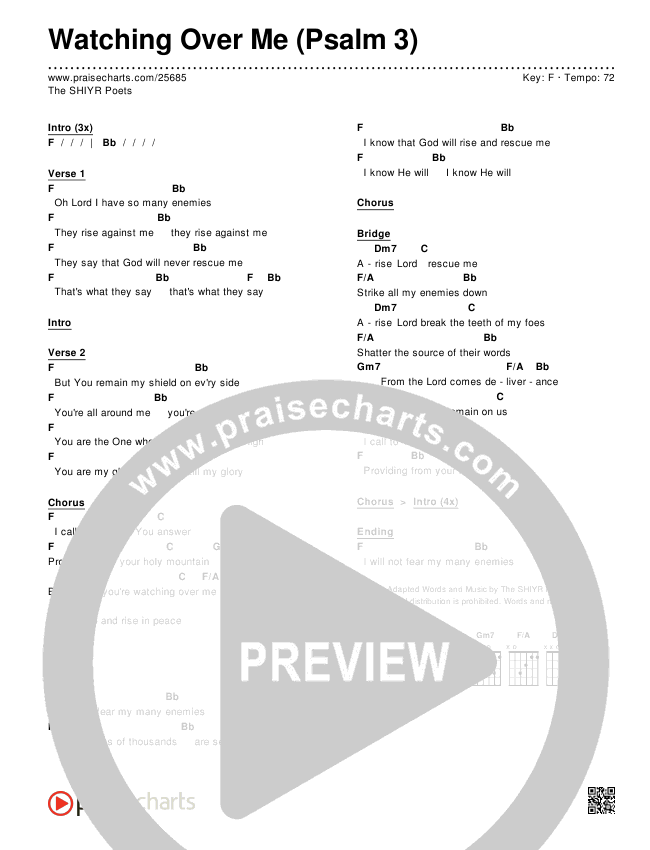 Watching Over Me (Psalm 3) Chords & Lyrics (The SHIYR Poets)