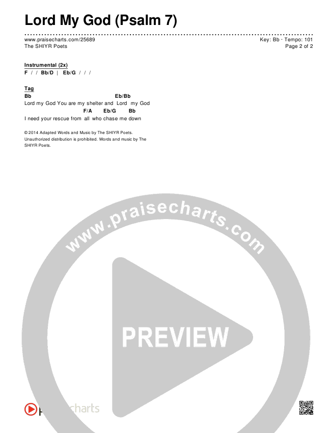 Lord My God (Psalm 7) Chords & Lyrics (The SHIYR Poets)