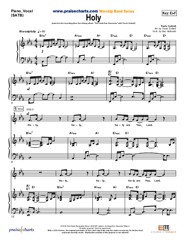 Holy Piano/Vocal (SATB) (Travis Cottrell)
