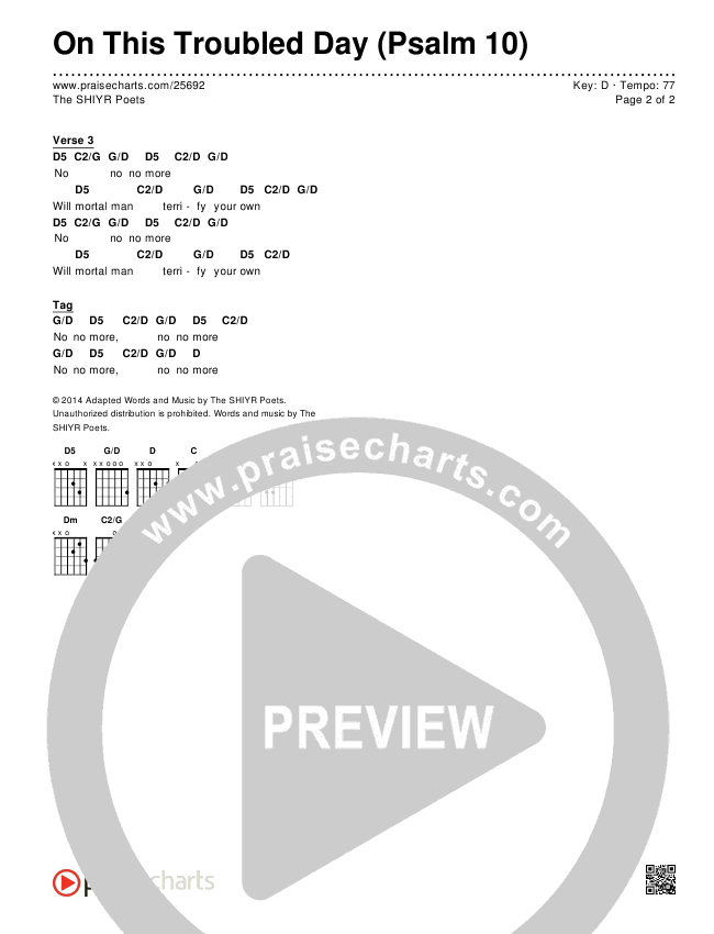 On This Troubled Day (Psalm 10) Chords & Lyrics (The SHIYR Poets)