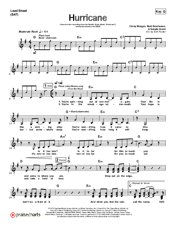 Hurricane Lead (SAT) (Natalie Grant)