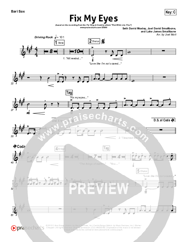 Fix My Eyes Bari Sax (for KING & COUNTRY)