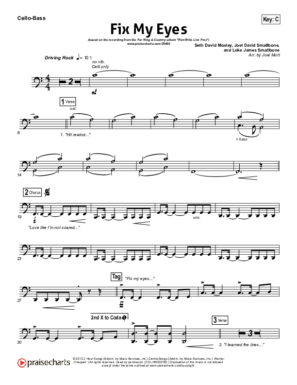Fix My Eyes Cello/Bass (for KING & COUNTRY)