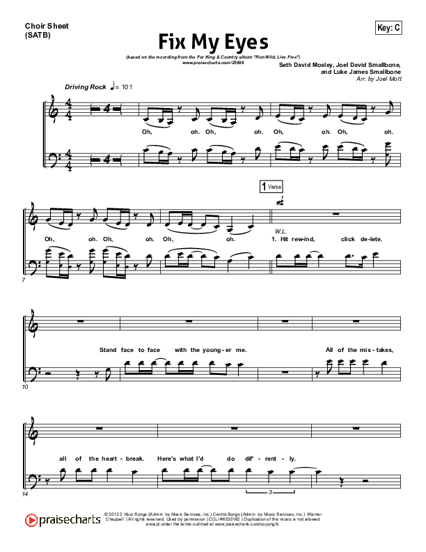 Fix My Eyes Choir Vocals (SATB) (for KING & COUNTRY)