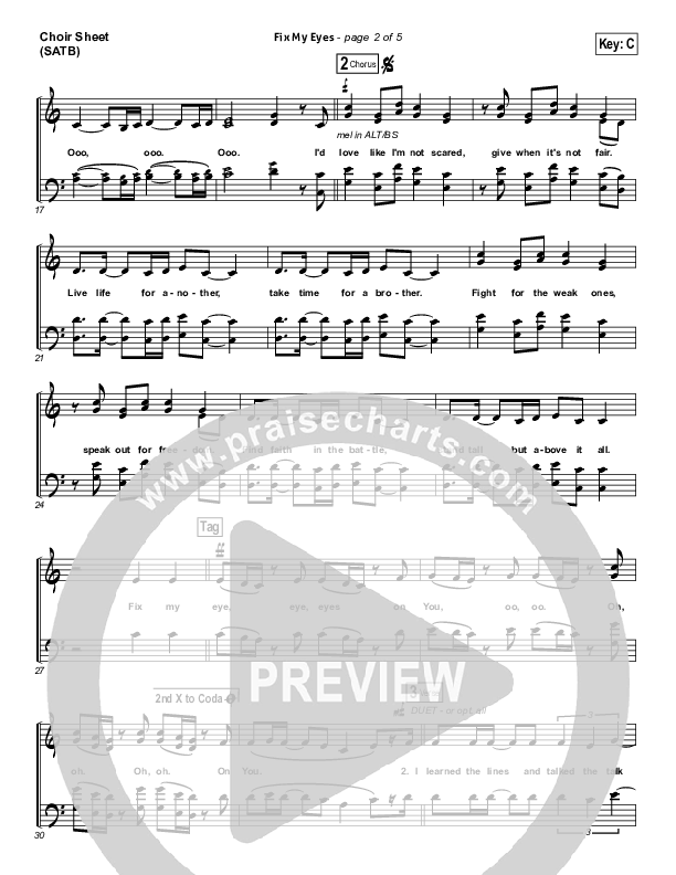 Fix My Eyes Choir Sheet (SATB) (for KING & COUNTRY)