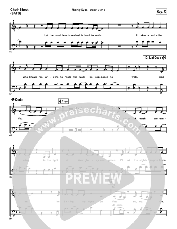 Fix My Eyes Choir Sheet (SATB) (for KING & COUNTRY)