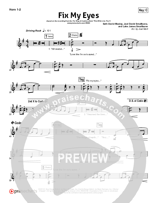 Fix My Eyes French Horn 1/2 (for KING & COUNTRY)