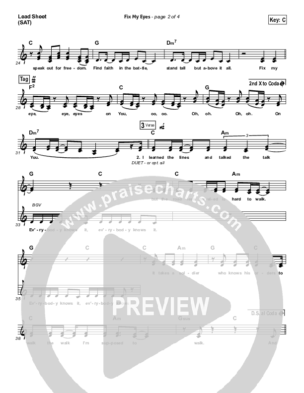 Fix My Eyes Lead Sheet (SAT) (for KING & COUNTRY)