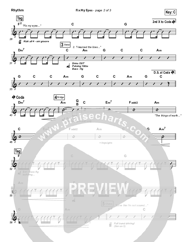 Fix My Eyes Rhythm Chart (for KING & COUNTRY)