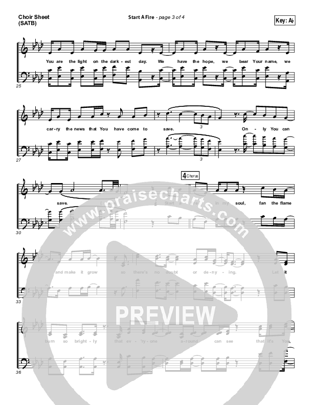 Start A Fire Choir Sheet (SATB) (Unspoken)