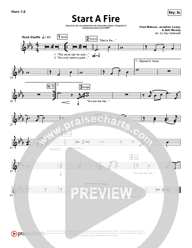 Start A Fire French Horn 1/2 (Unspoken)