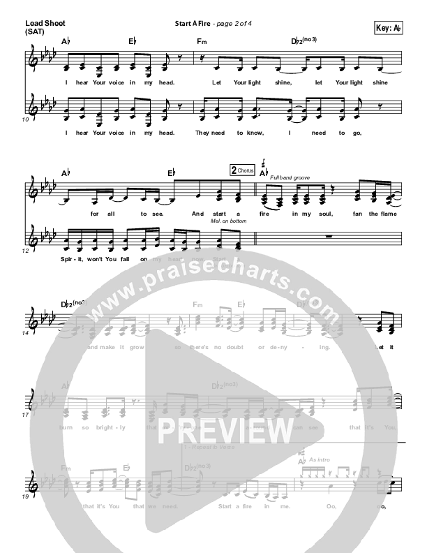 Start A Fire Lead Sheet (SAT) (Unspoken)