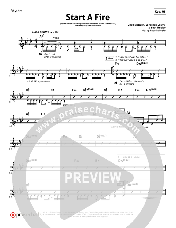 Start A Fire Rhythm Chart (Unspoken)