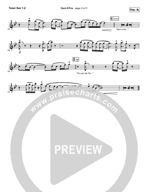 Start A Fire Tenor Sax 1/2 (Unspoken)