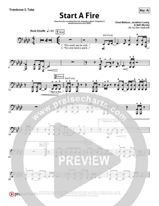 Start A Fire Trombone 3/Tuba (Unspoken)