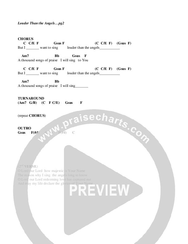 Louder Than The Angels Chords & Lyrics (G3 Kids)