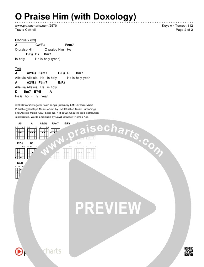 O Praise Him (with Doxology) Chords & Lyrics (Travis Cottrell)