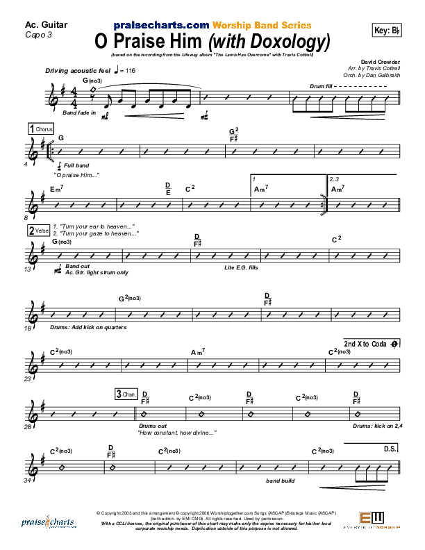 O Praise Him (with Doxology) Acoustic Guitar (Travis Cottrell)