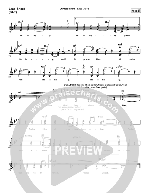 O Praise Him (with Doxology) Lead Sheet (SAT) (Travis Cottrell)