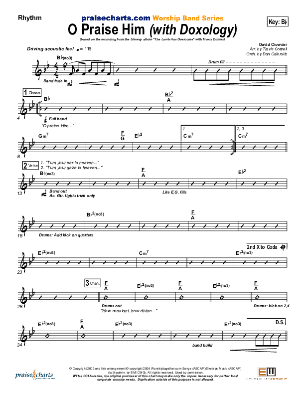 O Praise Him (with Doxology) Rhythm Chart (Travis Cottrell)