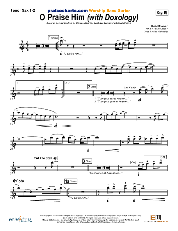 O Praise Him (with Doxology) Tenor Sax 1/2 (Travis Cottrell)