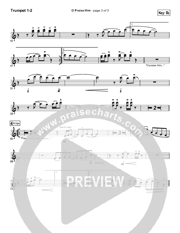 O Praise Him (with Doxology) Trumpet 1,2 (Travis Cottrell)