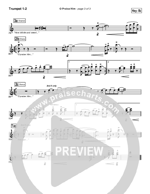 O Praise Him (with Doxology) Trumpet 1,2 (Travis Cottrell)