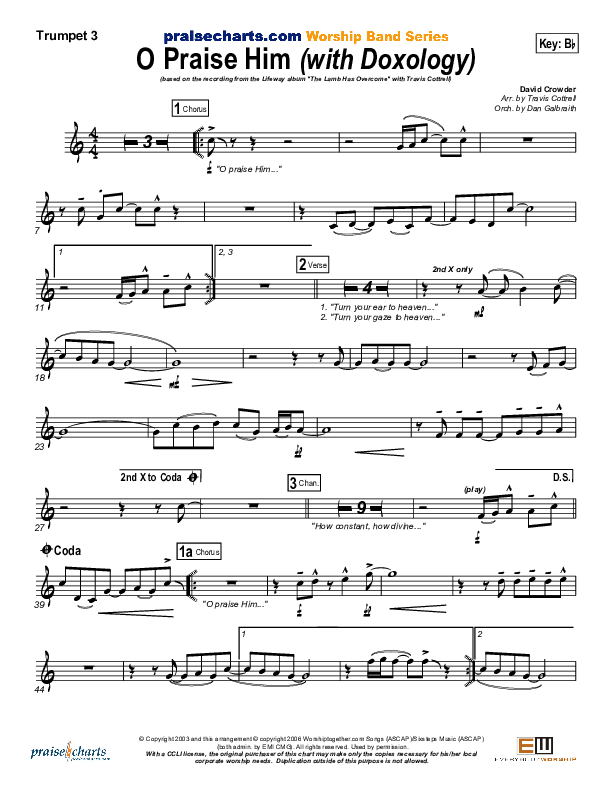 O Praise Him (with Doxology) Trumpet 3 (Travis Cottrell)