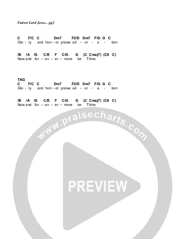 Fairest Lord Jesus Chords PDF (G3 Kids) PraiseCharts