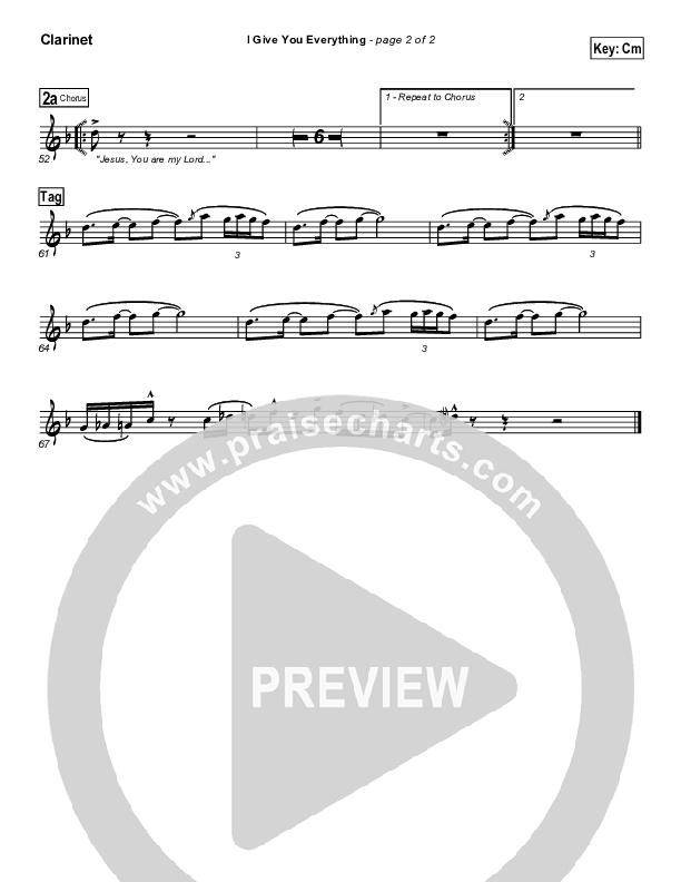 I Give You Everything Clarinet (Travis Cottrell)