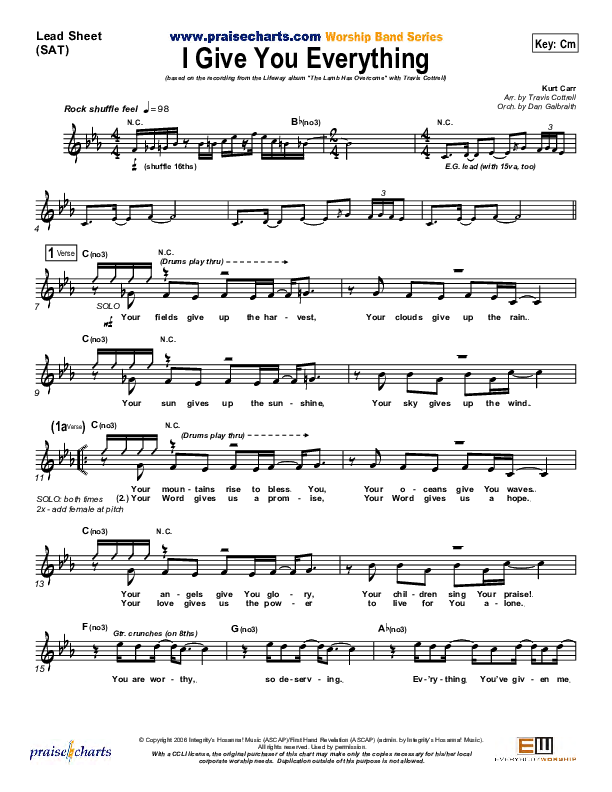 I Give You Everything Lead Sheet (Travis Cottrell)