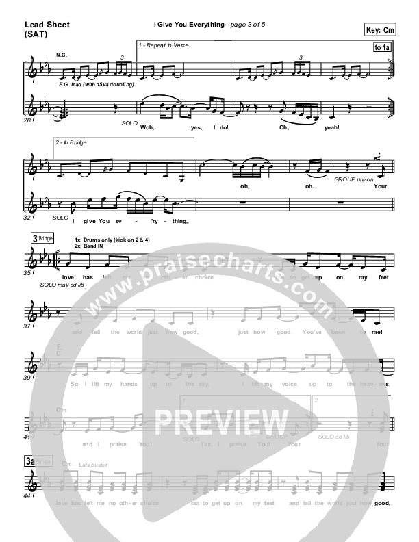 I Give You Everything Lead Sheet (SAT) (Travis Cottrell)