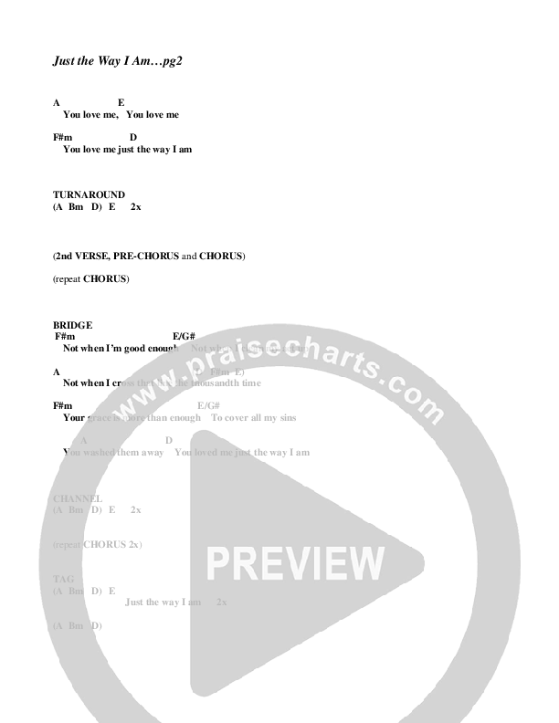 Just the Way I Am Chords & Lyrics (G3 Kids)