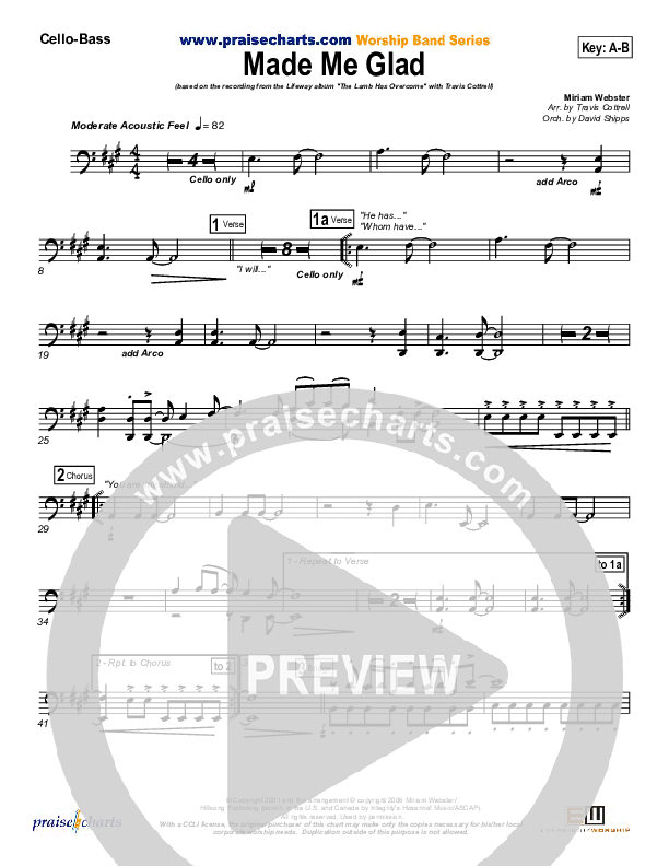 Made Me Glad Cello/Bass (Travis Cottrell)