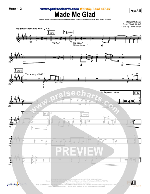 Made Me Glad French Horn 1/2 (Travis Cottrell)