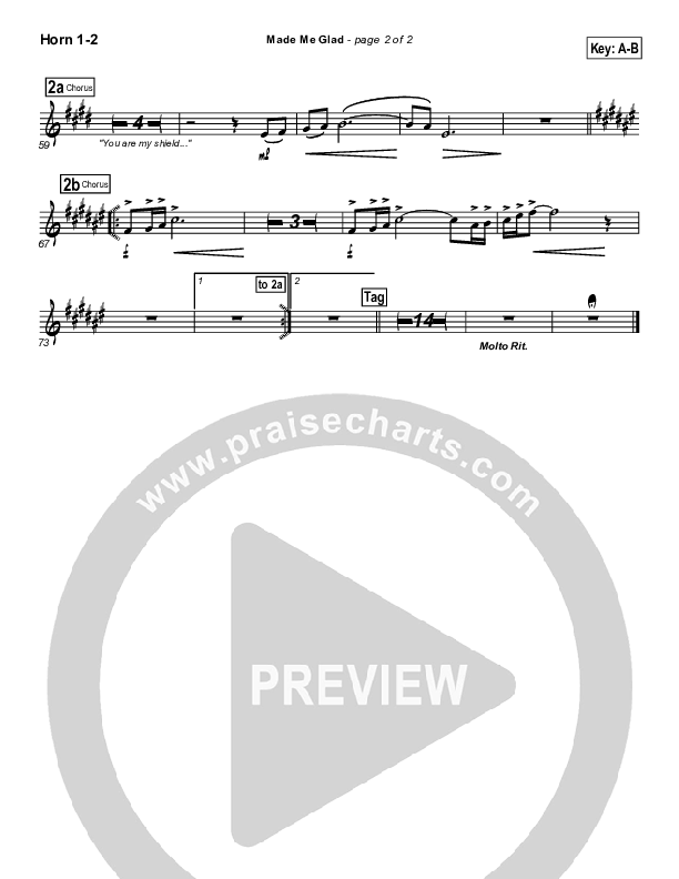 Made Me Glad French Horn 1/2 (Travis Cottrell)