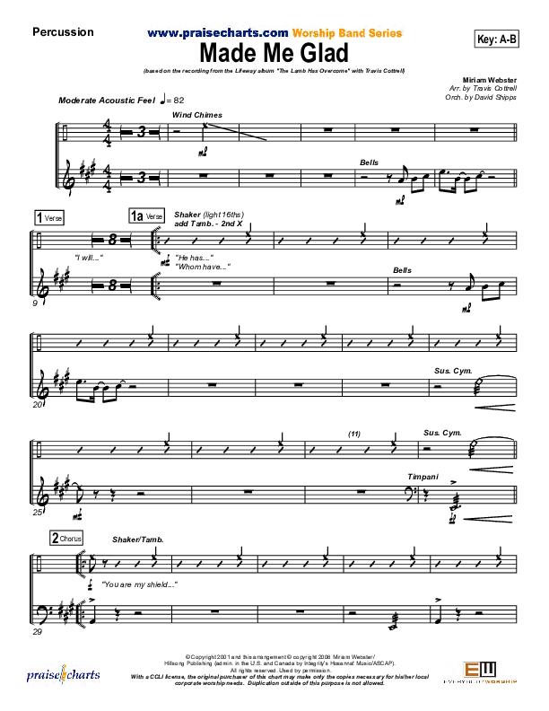 Made Me Glad Percussion (Travis Cottrell)