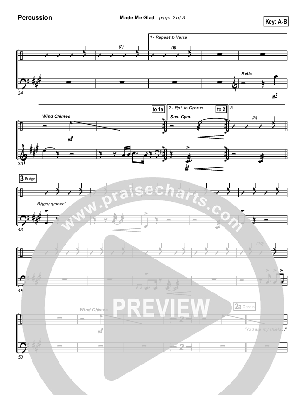 Made Me Glad Percussion (Travis Cottrell)