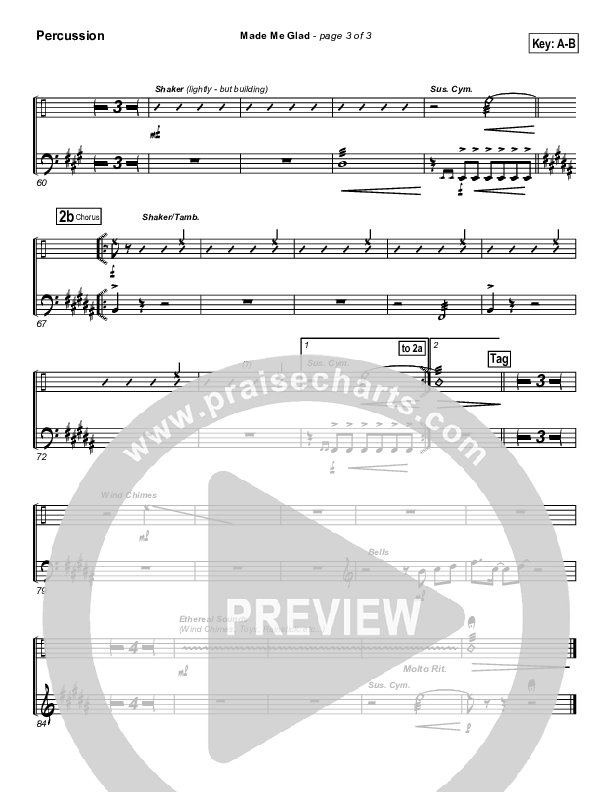 Made Me Glad Percussion (Travis Cottrell)