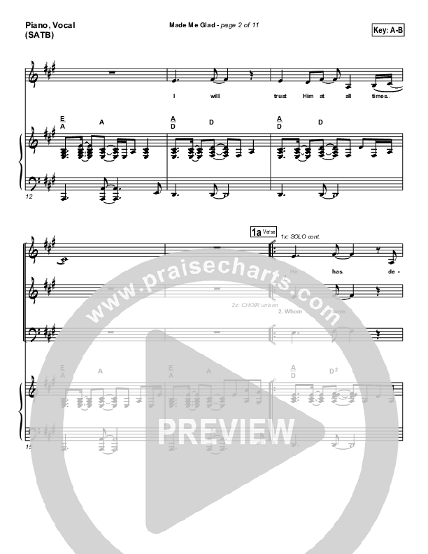 Made Me Glad Piano/Vocal (Travis Cottrell)